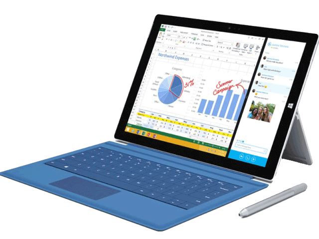 Microsoft Surface tablet with business intelligence data on the screen